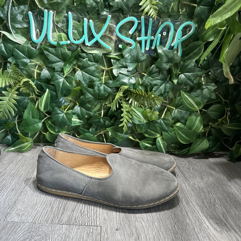 Charix Gray Suede Leather Ballet Flat Shoes Slip-On Women's Size EU 41 US 10
